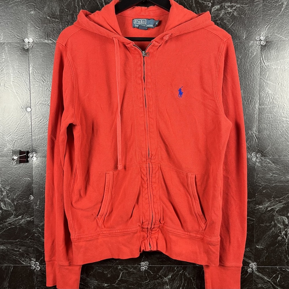 Polo Ralph Lauren Men's Red Zip Hoodie Medium